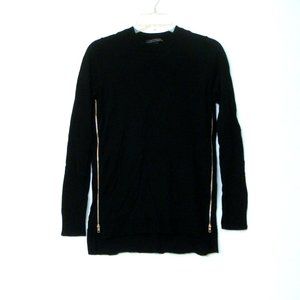 Ann Taylor Extra Fine Merino Wool Pullover Sweater with Zipper Trim